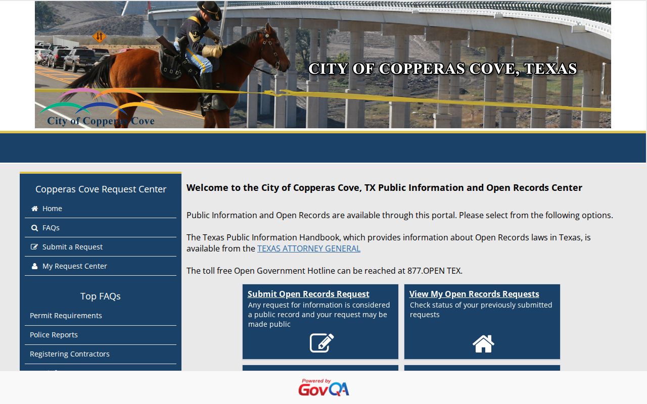 Copperas Cove criminal records open records request portal