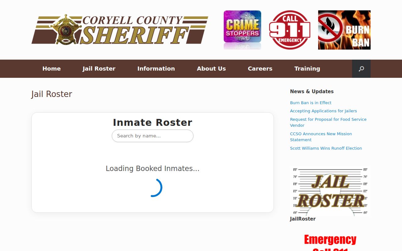 Coryell County arrest lookup through the live jail roster
