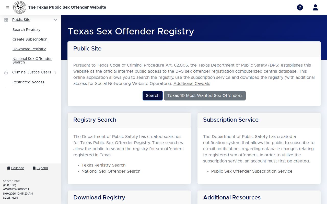 Coryell County sex offender search on the Texas DPS registry
